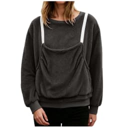 Women Fall And Winter Casual Plush Solid Color Pet Pocket Crew Neck Hoodless Sweatshirt Funny Jogging Suits Women Petite
