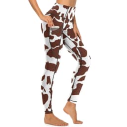 Cow Pattern Leggings Sexy Black Spots Print High Waist Yoga Pants Novelty Stretch Leggins Lady Design Running Sports Tights