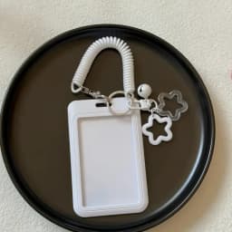 Cute Simple Protective Card Holder with Keychain Colorful Star Retractable Spring Lanyard ID Card Photo Postcard Holder Charms