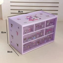 Official Themed Three Grid Drawer Storage Box Clear Multi Compartment Cute Desktop Organizer For Dorm Bedroom