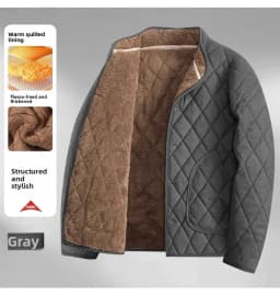 Thickened Fleece Men's Cotton Jacket Autumn Winter Middle-Aged And Elderly Dad Style Coat Warm Stand Collar Cold Resistance C...