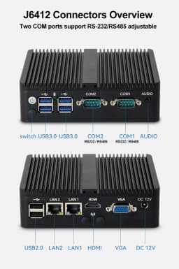Intel Celeron N5105 J6412 Mini PC with 4xUSB 1xHDMI 1xVGA Support WiFi Pfsense Linux Computer for Industrial Window10Pro Ready