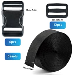 Buckles and Straps Set, 6Yards Nylon Webbing, 6pack Side Release Buckle, 12pcs Tri-Glide Sliders for DIY Luggage Strap, Backpack