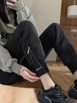Warm Thicken Side Zip Down Cotton Straight Pant Casual Thick Winter Snow Wear Windproof Pantalones New Fluffy High Waist Spodnie