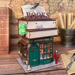 DIY Wooden Book Nook Shelf Insert Kits Miniature Cherry Blossom Bookends Japanese Doll Houses Toys Bookshelf Gifts Home Decor