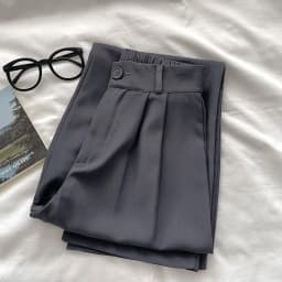 JOEVILU Women's High Waist Straight Ankle Pants Summer Minimalist Office Pants Fluid Silky Tapered Trouser Multi Options Clothes