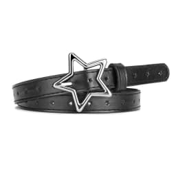 Girls Boys Five Pointed Star PU Buckle Belts Waistband Adjustable Metal Snap Leather Belt Waist Belt Waist Strap Thin Belt