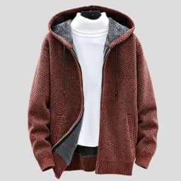 Men's Winter Cardigan Hooded Solid Zip Sweater Jacket Thickened Fleece Warm Casual Sweatercoats Chenille Knitted Sweater Women