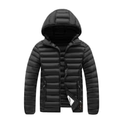 Mens Quilted Warm Parkas White Duck Down Padded Winter Jacket Hooded Mens Puffer Jacket Waterproof Lightweight Outdoor Outwear