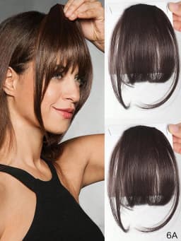 Thin Blunt Bangs Clip-On Synthetic Hair Extension Natural Looking Instant Hairstyle Quick Style Hairpiece Daily & Party
