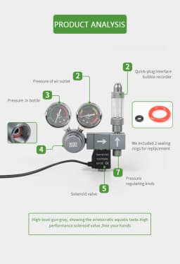 Aquarium CO2 Regulator Dual Meter Solenoid Valve Quick Plug Foam Recorder Control System Fish Tank CO2 Pressure Reducing Valve