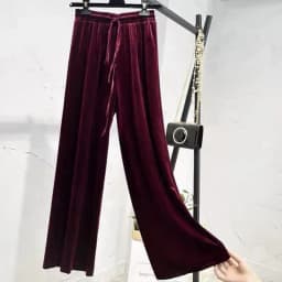 Big size Autumn Women Wide Leg Pants Casual High Elastic Waist Pockets velvet pants Fashion elegant Winter velour Trousers
