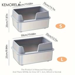 Extra Large Stainless Steel Cat Litter Box with High Wall Enclosure Non-Stick Leak Proof Easy to Clean Includes Lid