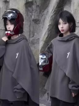 Autumn And Winter Embroidery Functional Cape Hoodies For Men And Women Hooded Fake Two-piece Pullover Cloak