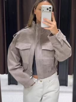 2026 Women Short Jacket Stand Collar Zip Up Flap Pockets Faux Suede Jackets Fashion Autumn New Vintage Loose Solid Jackets
