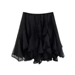Spring Summer Autumn Elastic High Waist Cake Skirts Irregular Lace Patchwork Skirt for Women Tulle Skirt Chiffon Layered Skirts