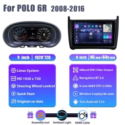Wowuseful Digital Dashboard Cluster For VW Polo 6R 08-16ys VENTO crossfox 15 Navigation Radio Android Player Map Paneel Cockpit