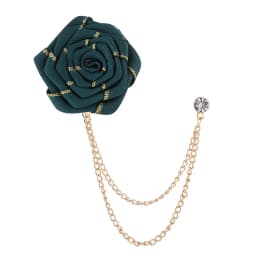 Korean Style Handmade Rose Flower Brooch Pin for Men Wedding Groomsmen Tassel Chain Lapel Accessory Cloth Art Suit Badge