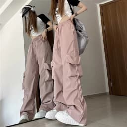 American Women's Overalls Retro Quick Drying Summer High Straight Wide Leg Streamers Loose Casual Floor Length Trousers Trend
