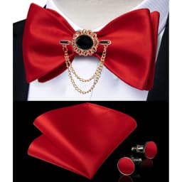 Exqusite Men's Self-tie Bowties Wedding Neck Ties For Man Accessories Cufflinks Hanky Brooch Set Red Black Yellow Blue Bowtie
