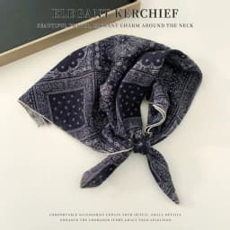 Elegant Cashew Small Square Scarf Cherry Flower Cotton Linen Print Scarves Korean Headband Printed Silk Scarf Outdoor