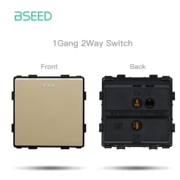 BSEED EU Standard Wall Light Switch Module Electrical Outlets Button Switch DIY Function Part Glass Panel Free Collocation Gold