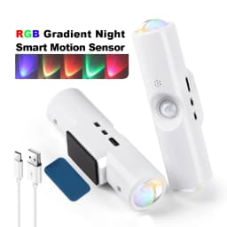 LED Motion Sensor Night Light RGB Charging LED Wall Light USB Rechargeable Cabinet Wardrobe Lamp Home Decoration Bedroom Bedside