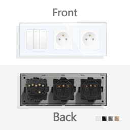 TAWOIA French Polish Power Socket Touch Switch Glass Panel USB Double Outlet Triple Wall Sockets Button Switch Fits E-type Plugs