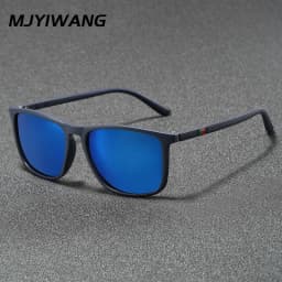 Mjyiwang Men Matte Square Polarized Sunglasses UV400 Blue Mirror Lens Anti Glare Driving Fishing Travel Outdoor Eyewear
