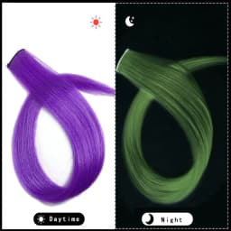 20 Inch Glow in the Dark Hair Extensions Clip Luminous Colored Hairpieces Party Rainbow Hair Clips Synthetic Straight Wig
