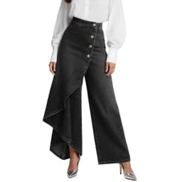 Y2KPants Spring Summer Fashion Long Solid Color Casual Buckle Loose Wide Leg Pants Women Trousers Faux Denim