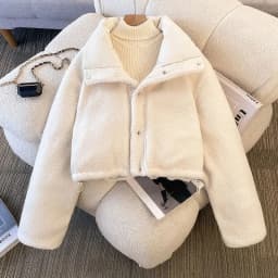 Women's Down Cotton Jacket 2025 Double-sided Loose Thick Ladies Winter Parkas Coat Lapel Imitation Lamb Hair Female Outerwear