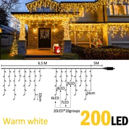 480LED Indoor Decor String Lights Christmas Ice Light Outdoor Waterproof 8 Modes Tgmer UK/US/EU Plug for Party Wedding Camping