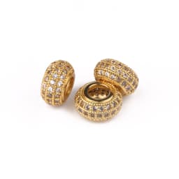 3pcs Micro Pave Zirconia Beads Round Geometry Metal Cubic Zircon Beads for DIY Bracelet Necklace Design Jewelry Crafts Making