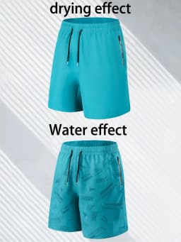 Men's Quick Dry Water Activated Color Changing Shorts Casual Beach Swim Trunks with Zipper Pockets Lightweight Breathable Runnin