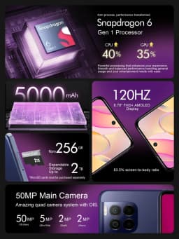 Global Version T-Mobile Revvl 7 Pro 5G 256GB Cellphone Snapdragon 6 Gen 1 NFC 50MP OIS Camera 5000mAh 6.78'' AMOLED Display