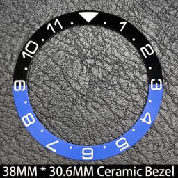 Sloping 38mm * 30.6mm Ceramic/Aluminum Blue Luminous Bezel GMT and Diving Watch Insert Fit for 40mm Watch Case Replacement Watch