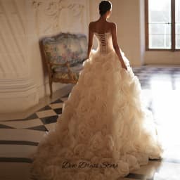 Handmade Flowers A-Line Customized Vestido De Novia Classic Strapless Lace Up Back Wedding Dress Dreamy Appliques Bridal Gowns