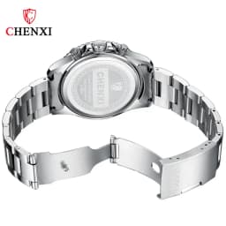 CHENXI Men's Luminous Waterproof Multi-function Watch Stainless Steel Strap Chronograph Calendar Casual Daily Wristwatch