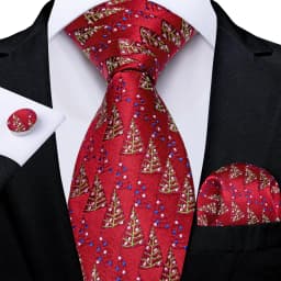 Blue Green Christmas Men tie Set with Handkerchief Cufflinks Wedding Prom Groom Accessories Perfect Gift for Men