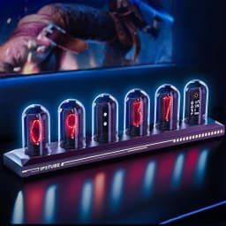 Mexllex Nixie Tube RGB Retro Digital Clock, IPS Glows Analog Clock, Support Wi-Fi Time Calibration, APP Control, Wheather Mode