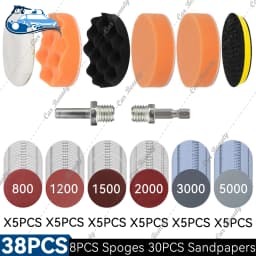 3 4 5 6 7 Inch Car Detailing Waxing Sponge Kit Sandpaper Disc Pad With M10 M14 Hex Drill Adapter for Auto Headlight Polishing