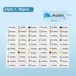 Name Sticker Custom Waterproof Kawaii Decals Personalized First Name Label for Children School Stationery Bottle Tag