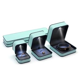 Wholesale High-End Led Light Jewelry Box Velvet Interior Ring Necklace Bracelet Box Customizable Logo