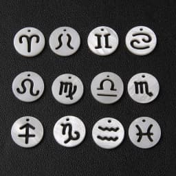 12 Zodiac Beads Charms Matte Black Onyx Constellation Beads Cylinder Pendant For DIY Making Jewelry Findings Bracelets Neckalces