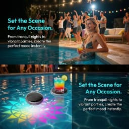 Outdoor LED Solar Pool Lights RGB Spectrum 16 Million Colors Dynamic Modes Solar-charged Waterproof Design Waterproof 3 Timer 9 Lighting Floating Lamp For Garden Pool Party Decoration
