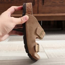 Birken Genuine Leather Women's Flat Slide Sandals - 2 Strap Design, Arch Support, Non-Slip, Cork Footbed, Slip-On Style