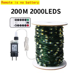 10-200M LED String Lights Fairy Green Wire Outdoor Christmas Light Tree Garland For New Year Street Home Party Wedding Decor