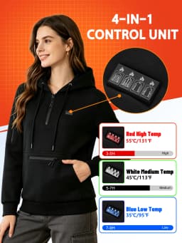 26 Zone Heated Sweatshirt for Men Women Fast Heating USB Constant Temp Hoodie Machine Washable Windproof for Commute Outdoor