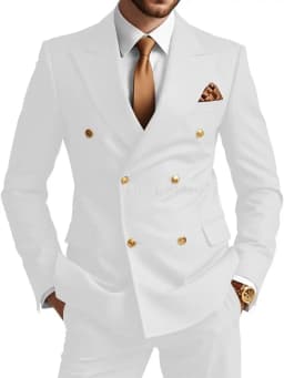Mens Double Breasted Suit 2 Piece Slim Fit Wedding Suit for Men Blazer Prom Formal Suits Set